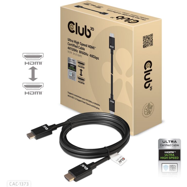 Kabllo HDMI Club3D / HDMI A në A / 2.1 Ultra High Speed / 10K HDR / 3m / Retail