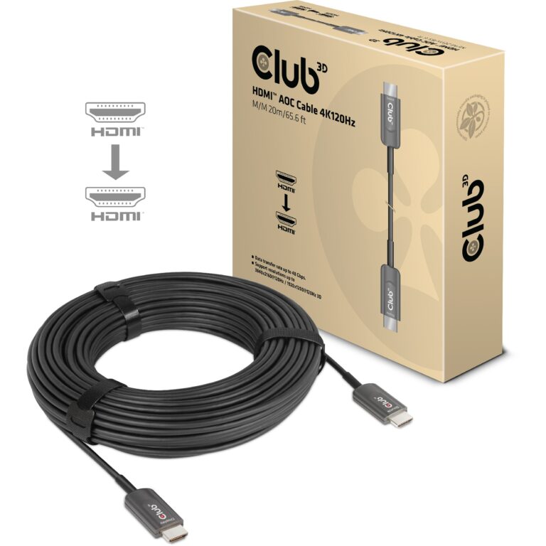 Kabllo HDMI Club3D / HDMI-A Plug → HDMI-A Plug / Aktiv Optik / Ultra High Speed / 8K / 60Hz UHD / 20m - Zezë