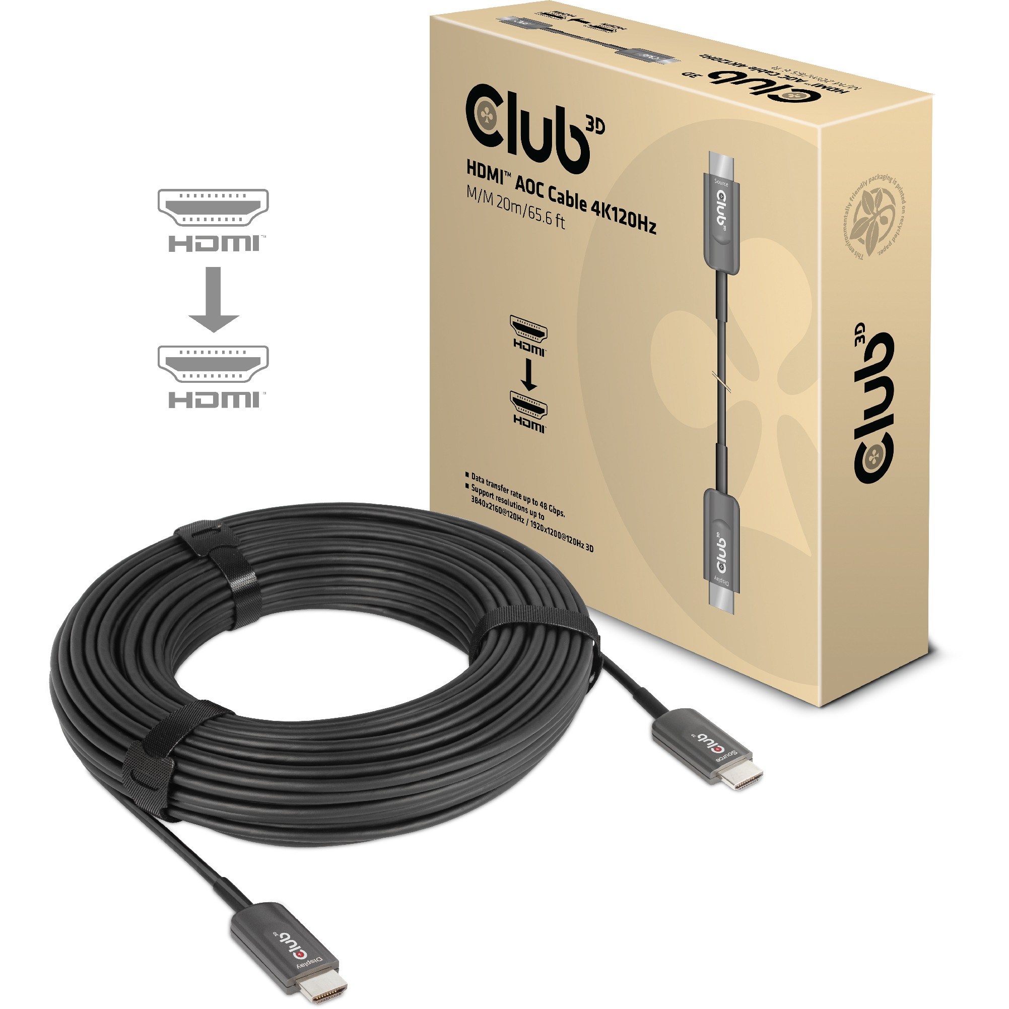Kabllo HDMI Club3D / HDMI-A Plug → HDMI-A Plug / Aktiv Optik / Ultra High Speed / 8K / 60Hz UHD / 20m - Zezë