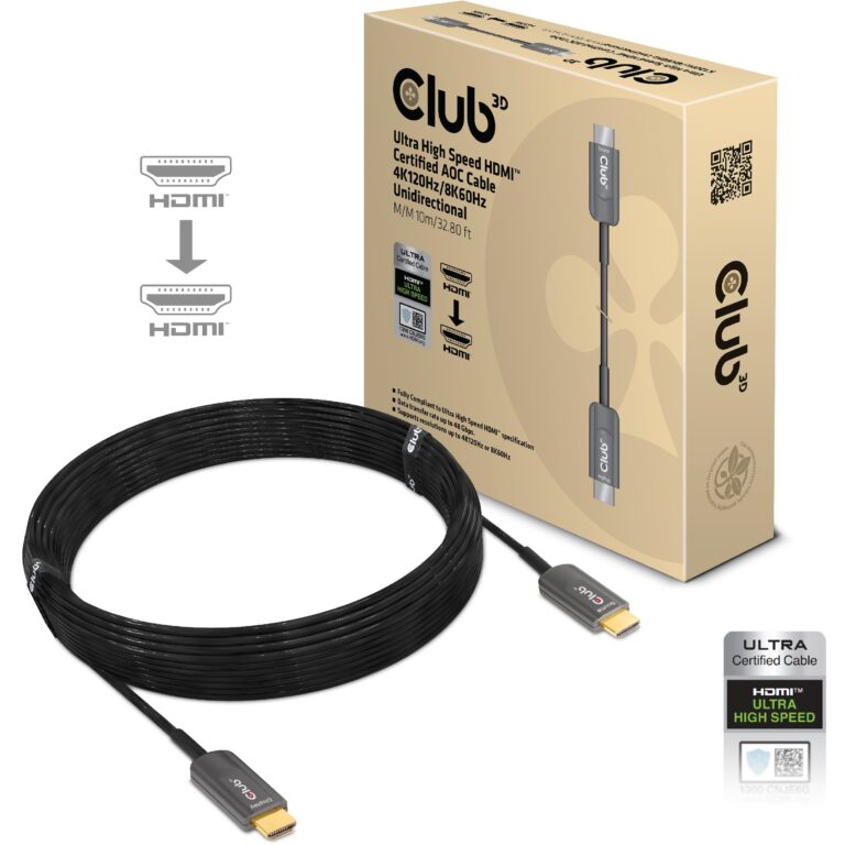 Kabllo HDMI Club3D / A → A / 2.1 aktiv opt. / 8K60Hz UHD / 10m