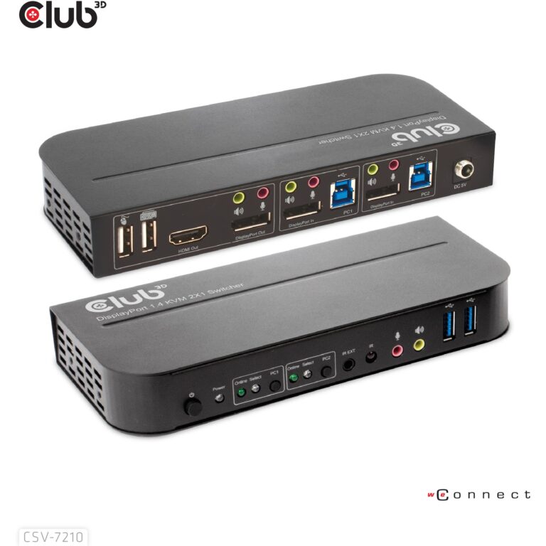Switch KVM Club3D / 4K60Hz / 2× DP → HDMI or DP / 2× USB / Audio
