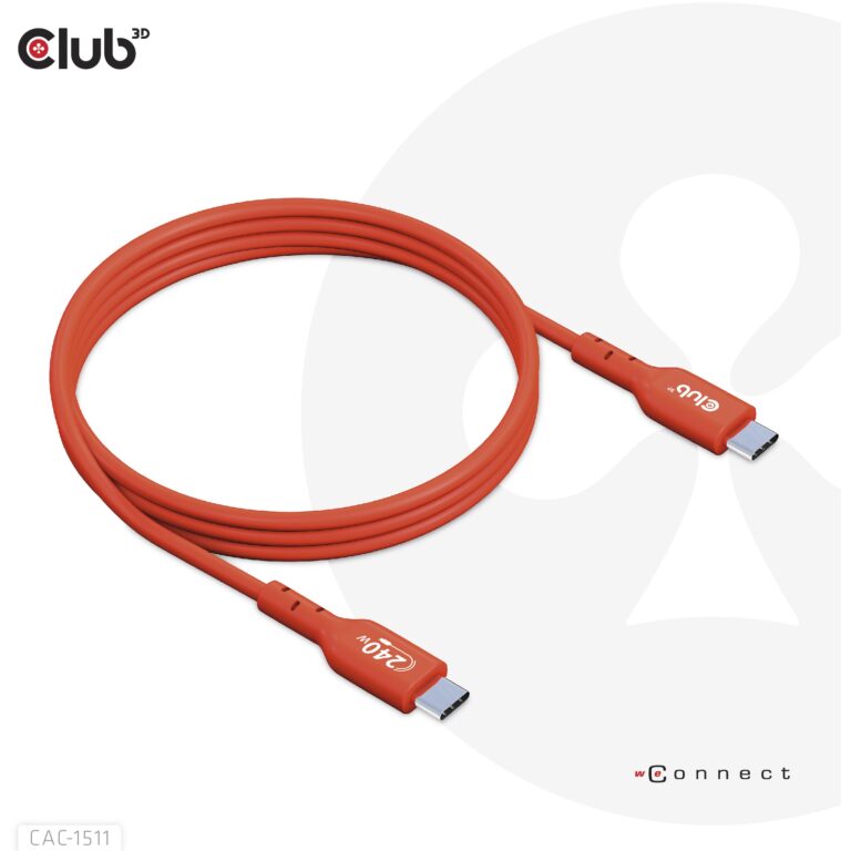 Kabllo USB Club3D 2.0 / Typ‑C PD 240W / 480 Mb/s / 1.0m - Portokalli