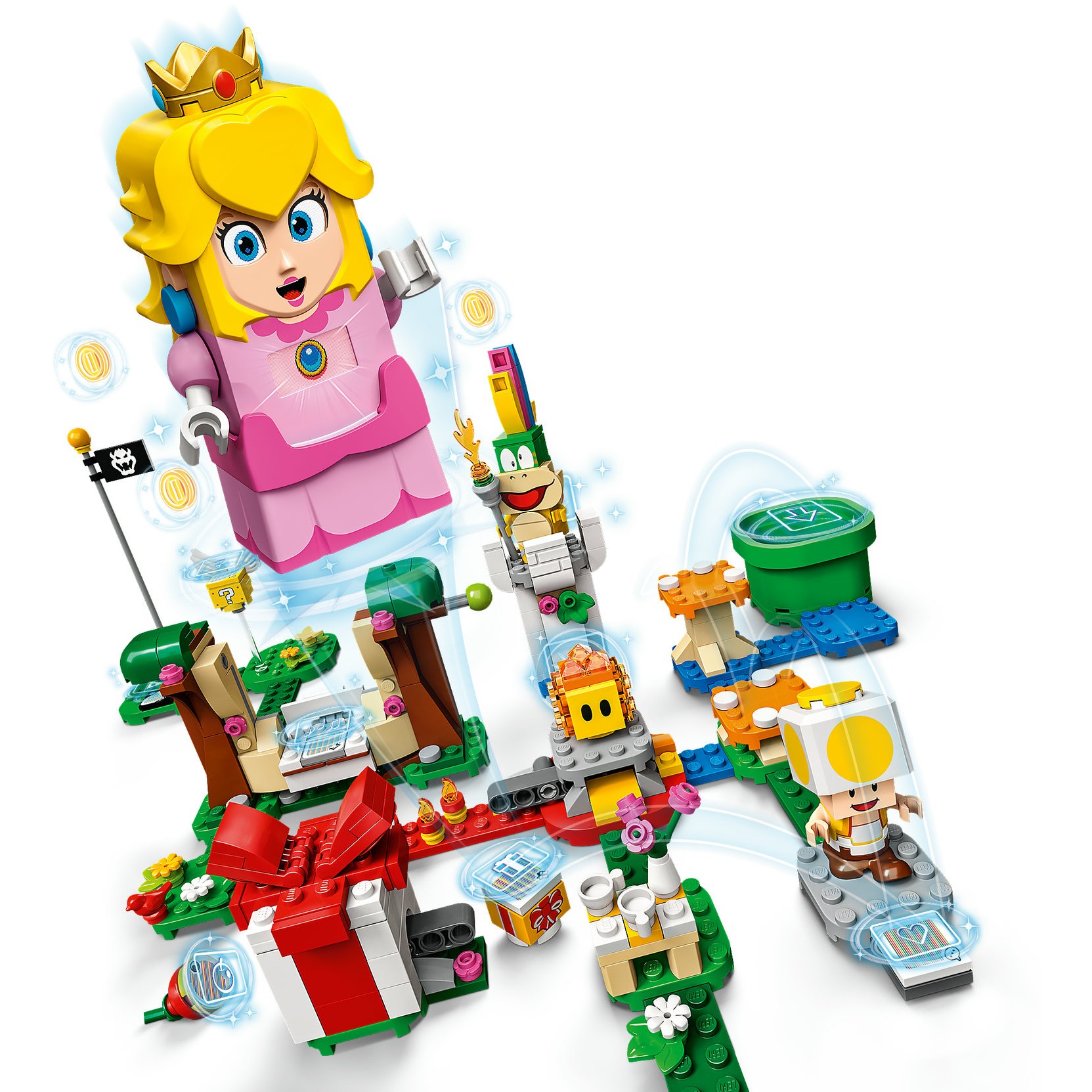 LEGO 71403 Super Mario Abenteuer mit Peach – Starterset (Baubares Spielzeug mit interaktiver Prinzessinnen Figur. Gelber Toad und Lemmy) - Figura 3