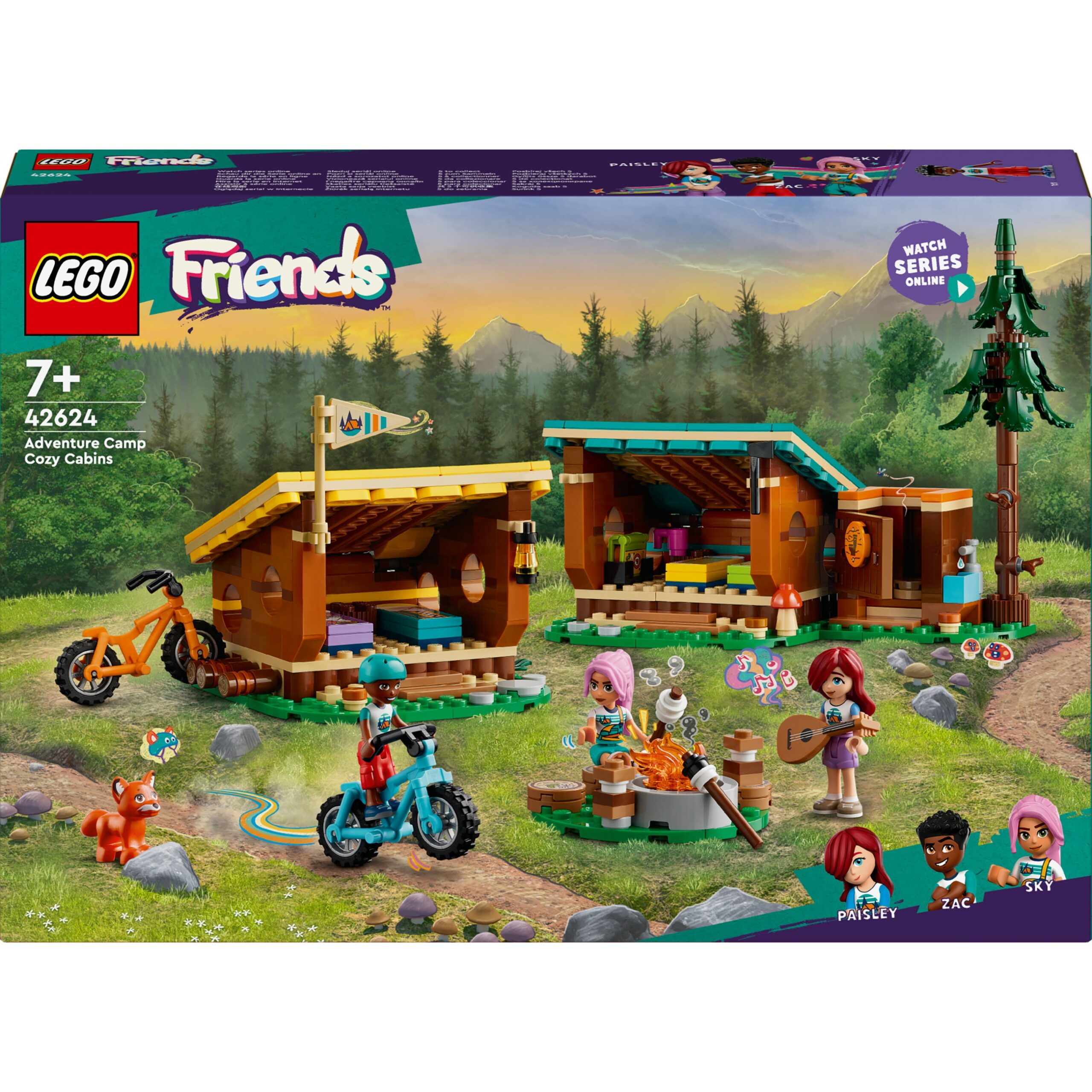 LEGO 42624 Friends: Cozy Cabins at the Adventure Camp