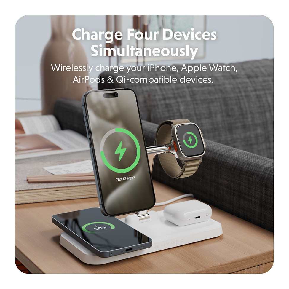 Adapter Targus HyperJuice Qi2 4-in-1 - Bardhë - Figura 2