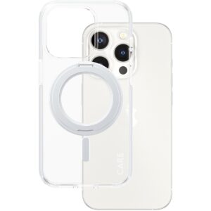 Aksesorë për telefon CARE Case për iPhone 15 Pro me Kickstand & MagSafe - Argjend