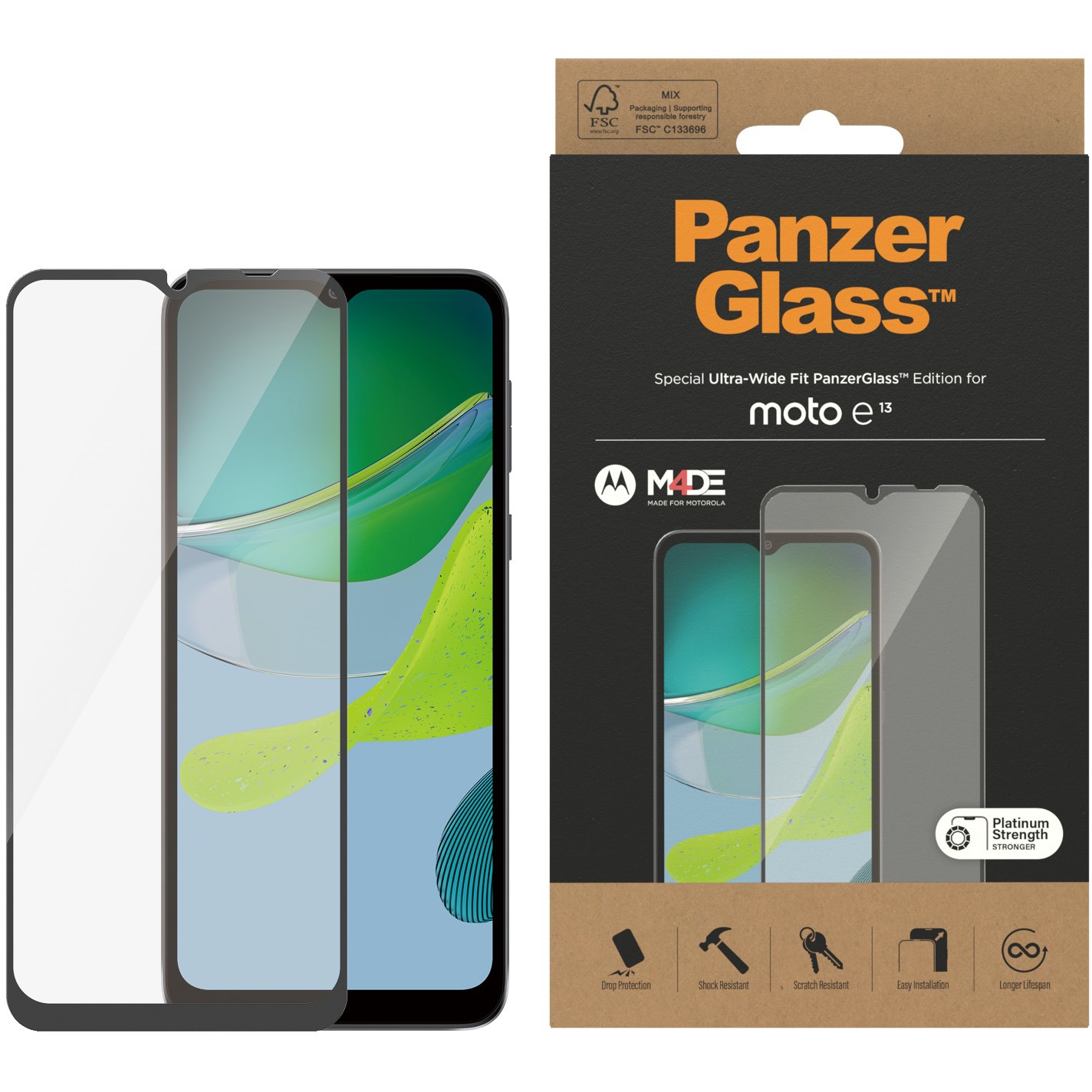 Aksesorë për telefon PanzerGlass Screen Protector for Motorola moto e13 – UltraWide Fit - Figura 2