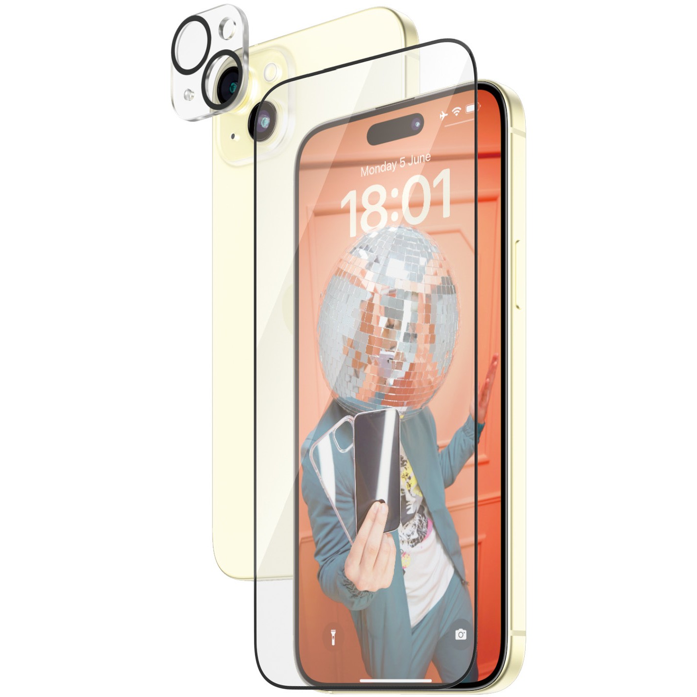 Aksesorë për telefon PanzerGlass 2-in-1 Pack for iPhone 15 Plus – UltraWide Fit with EasyAligner