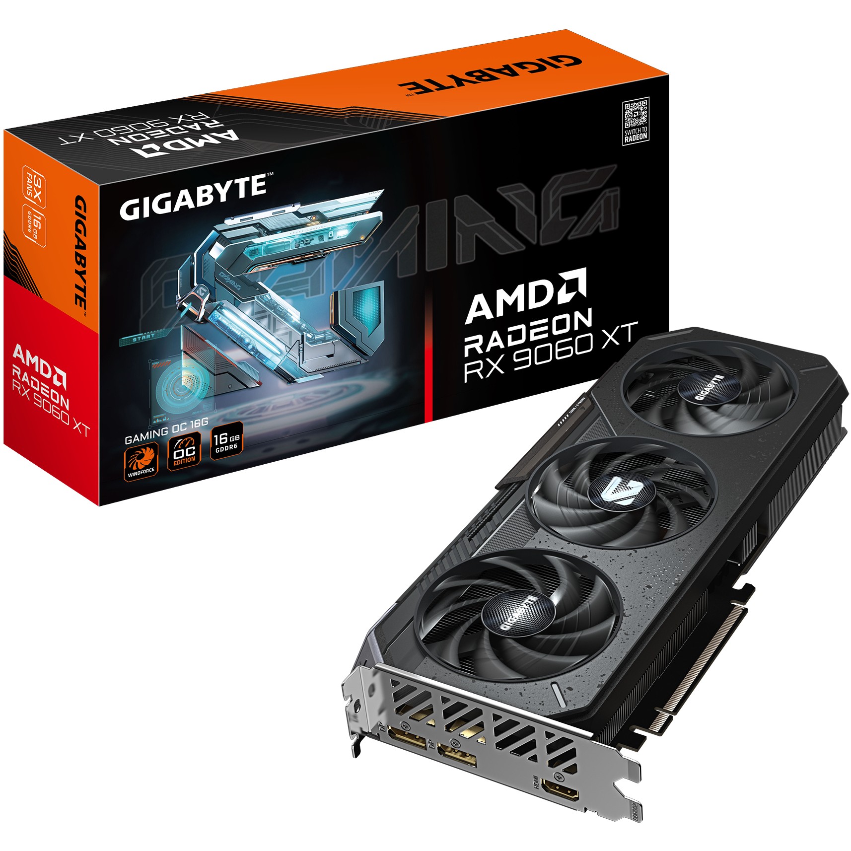 Kartelë Grafike AMD GPU RX 9060 XT 16GB Gigabyte Radeon Gaming OC GDDR6 3 Fan