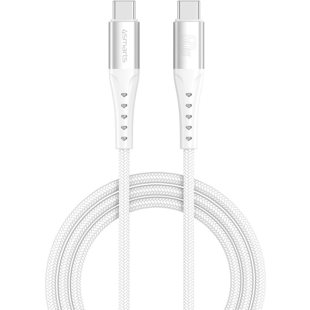 Aksesorë për telefon 4smarts USB-C Cable PrimeCord / 60W / 1.5m – Bardhë
