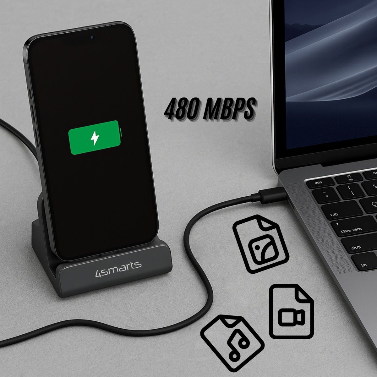 Aksesorë për telefon 4smarts Charging Station VoltDock / USB-C / 60W - Gri - Figura 3