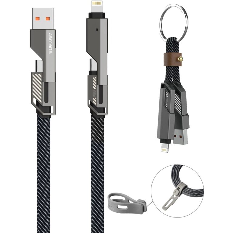 Kabllo USB 4smarts USB-C Cable ComboCord Flat 240W / 1.5m + Keyring Cable