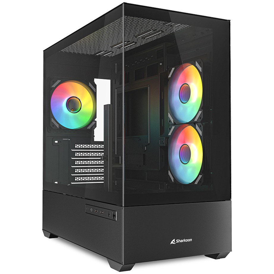 Kasë Sharkoon MK6 RGB Micro-ATX 1xGlass - Zezë