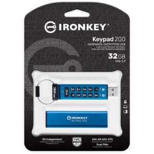 USB Flash Drive STICK 32GB Kingston IronKey Keypad 200 - Blu