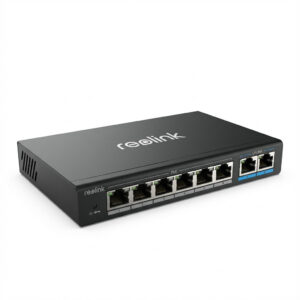 Reolink RLA-PS1 8-Port Gigabit PoE+ Switch me 2x Uplink 120W 4kV Surge Protection për Kamera IP