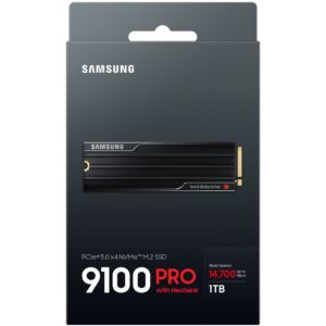 SSD e Brendshme Samsung 9100 PRO 1TB Internal M.2 NVMe PCIe 5.0 SSD with Heatsink – 14,700 MB/s Read, 13,300 MB/s Write, Gaming