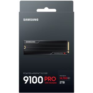SSD e Brendshme Samsung 9100 PRO 2TB Internal M.2 NVMe PCIe 5.0 SSD with Heatsink – 14,800 MB/s Read, 13,400 MB/s Write, Gaming