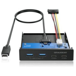 GRAUGEAR Multi Front Panel 4‑Port USB Hub / 2x USB‑C + 2x USB‑A