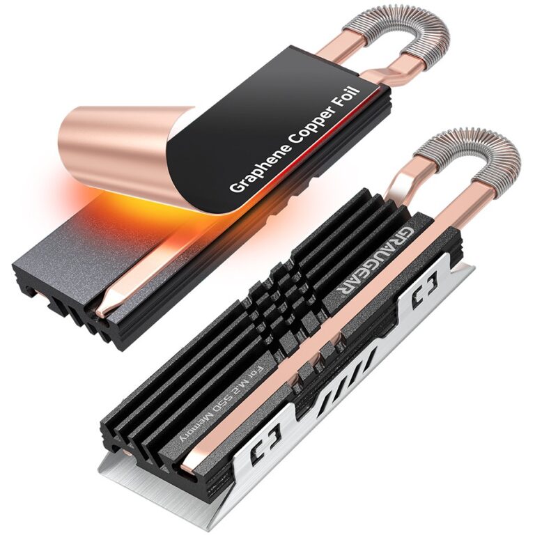 Aksesorë për Disqe GRAUGEAR Ftohës me Heatpipe për SSD M.2 NVMe 2280 - Grafit / Bakër / +Zezë