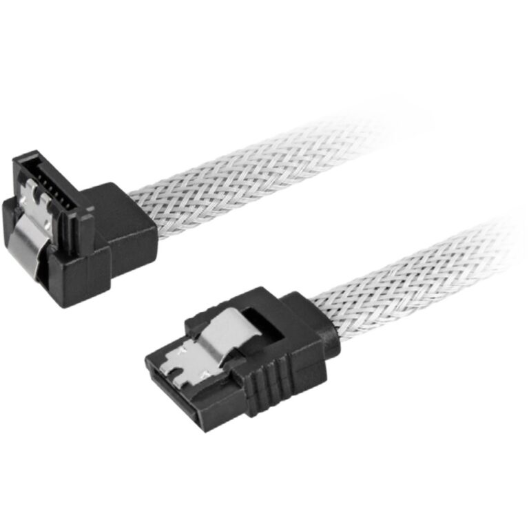 Kabllo Sharkoon SATA III 90° / 0.45m – Bardhë