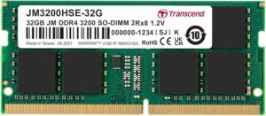 RAM Memorie DDR4 Transcend JetRAM 32GB /3200MHz CL22 UDIMM / JM3200HSE / 32G