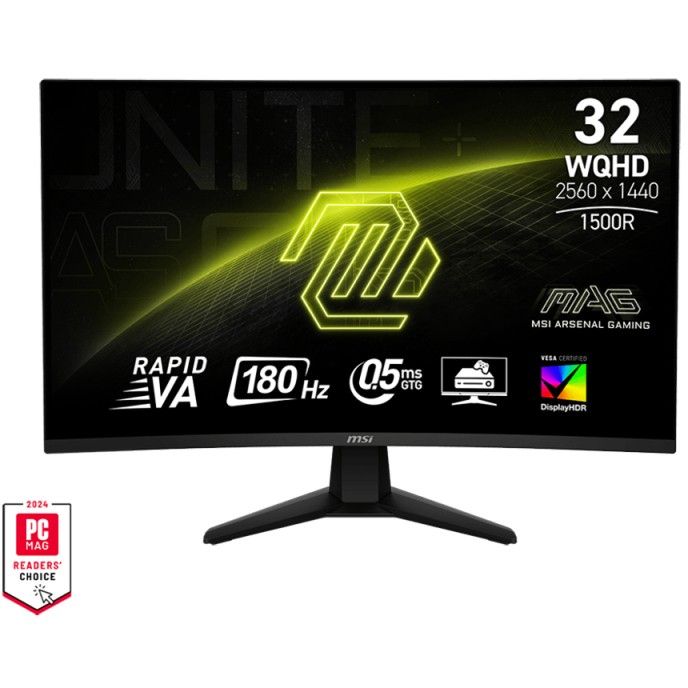 Monitor Gaming MSI MAG 32CQ6FDE / 31.5" / WQHD Rapid VA LCD / 180 Hz / 0.5 ms / HDMI+DP / Zezë