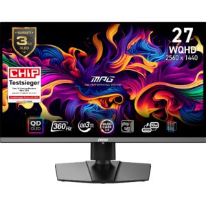 Monitor Gaming MPG 271QRXDE / 26.5"/ Wide Quad HD QD-OLED / 360Hz / 1ms / USB+HDMI+DP - Zezë