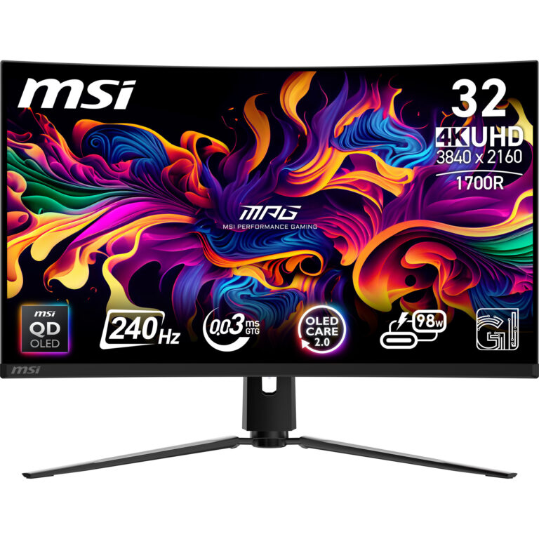 Monitor Gaming MSI MPG 321CURXDE / 31.5"/ 4K Ultra HD / Curved / QD-OLED / 240 Hz / 0.03 ms / USB + HDMI + DisplayPort – Zezë