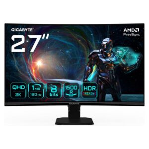 Monitor Gaming GIGABYTE GS27QCA / 27"/ Quad HD VA / LED / Curved / 180Hz / 1ms / HDMI + DisplayPort - Zezë