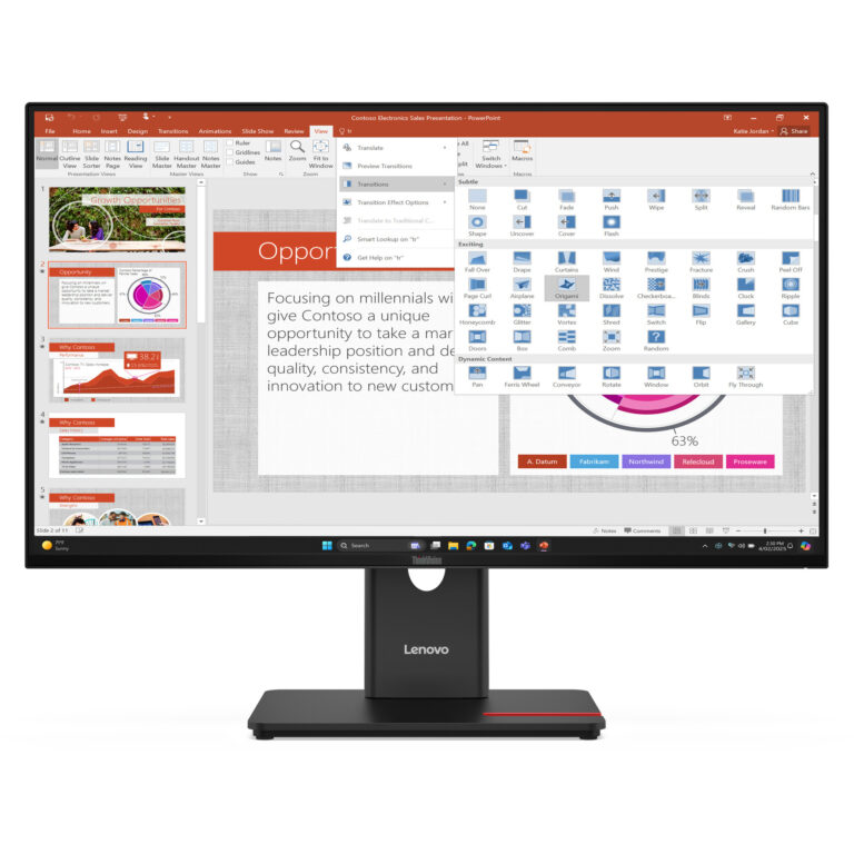 Monitor Lenovo ThinkVision T27‑40 / 27"/ Full HD IPS / LED / 120Hz / 6 ms / USB + HDMI + DisplayPort + VGA – Zezë