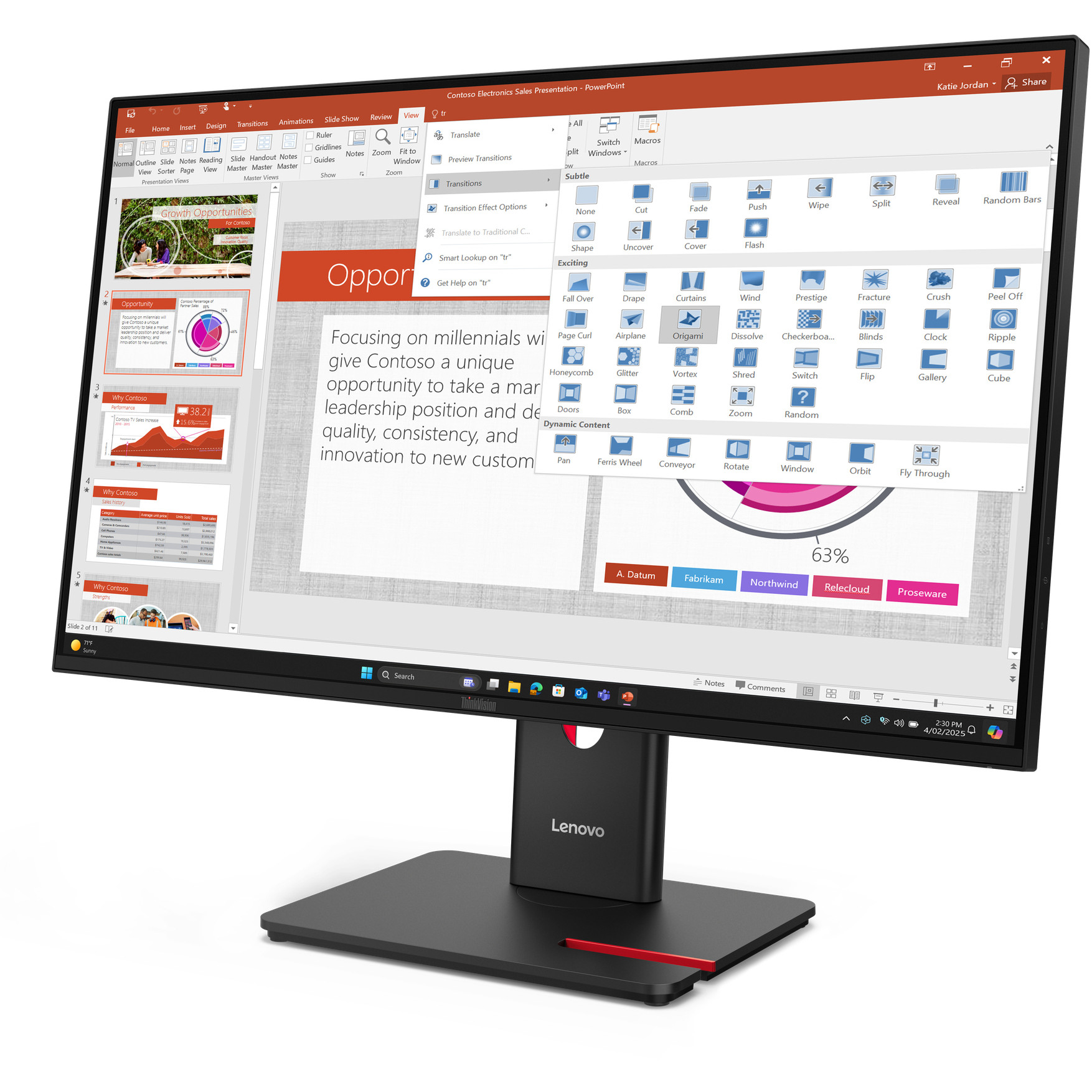 Monitor Lenovo ThinkVision T27‑40 / 27"/ Full HD IPS / LED / 120Hz / 6 ms / USB + HDMI + DisplayPort + VGA – Zezë - Figura 2