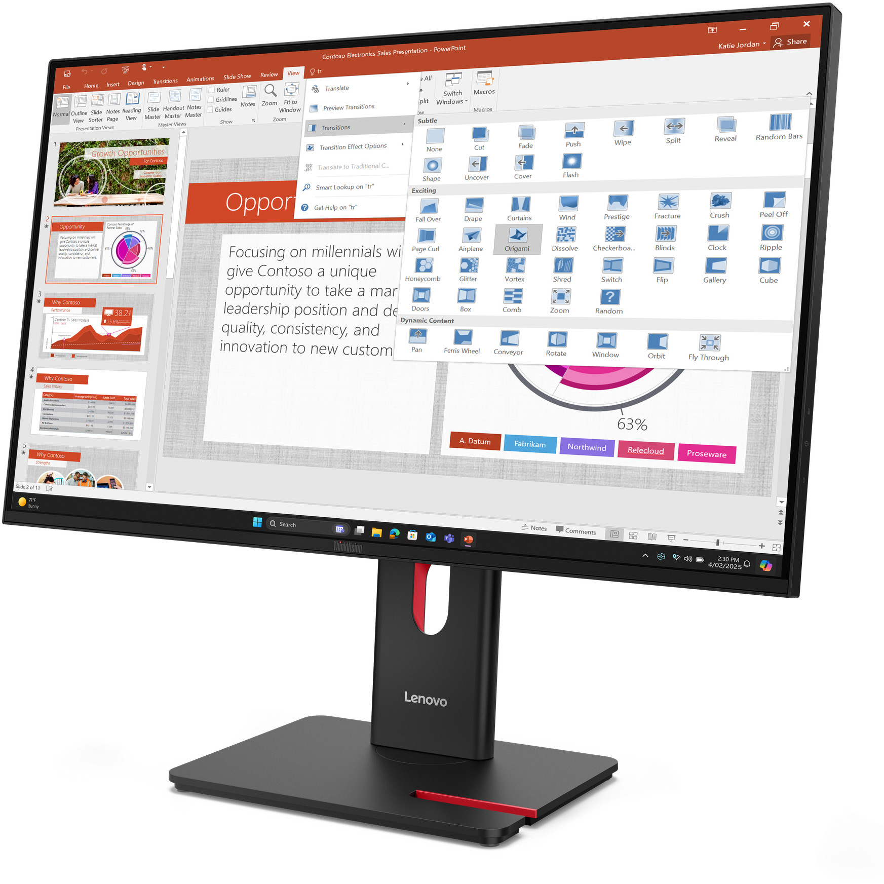 Monitor Lenovo ThinkVision T27‑40 / 27"/ Full HD IPS / LED / 120Hz / 6 ms / USB + HDMI + DisplayPort + VGA – Zezë - Figura 5