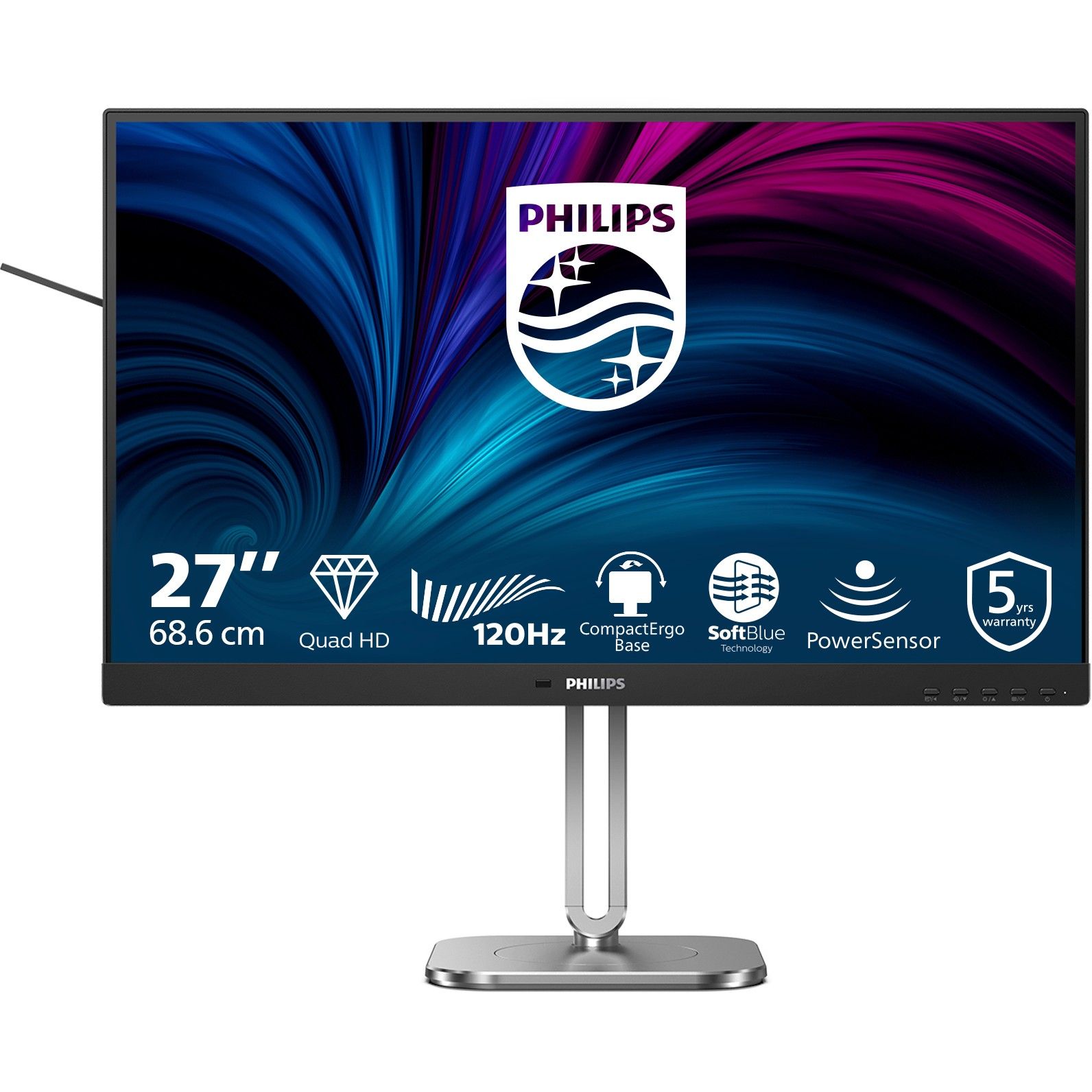 Monitor Philips 4000 series 27B2N4500/00 / 27″ WQHD IPS 120Hz 4ms / HDMI + DP + USB HUB / E zezë