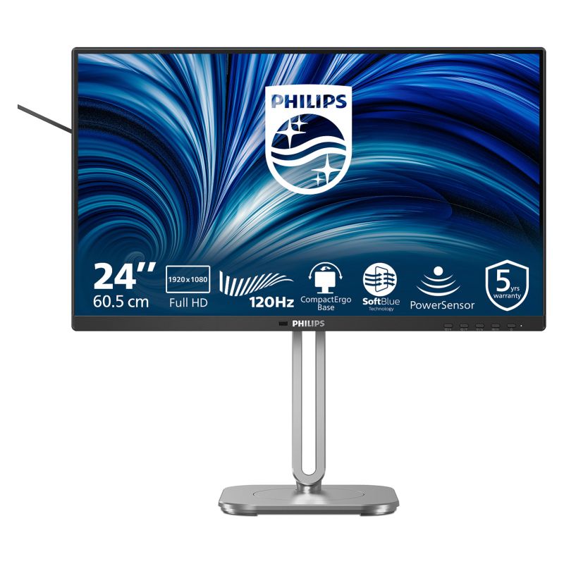 Monitor PHILIPS 24B2N4200/00 / 23.8"/ Full HD IPS / LCD / 120Hz / 4ms / USB-B + USB-A + USB-C + VGA + HDMI + DisplayPort - Gri/Argjend