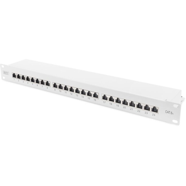 Aksesorë për rrjet DIGITUS / Patch Panel / 1U / 24-Port / Cat6a Shielded - Gri e hapur