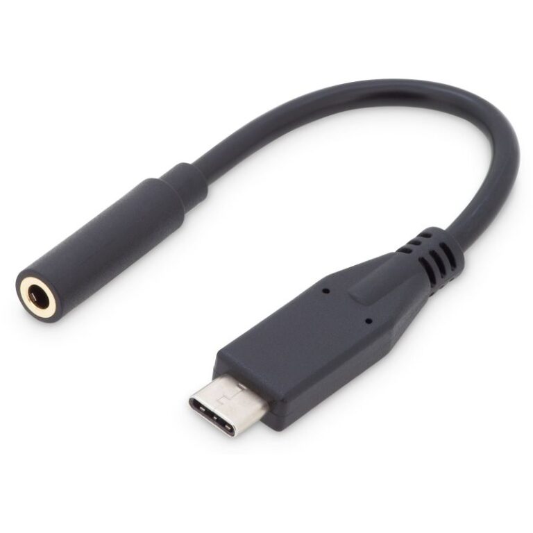 Adapter Audio DIGITUS Kabllo USB‑C në Jack Plug/Socket 0.2m - Zezë