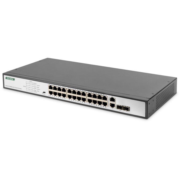 DIGITUS Switch 24-Port Fast Ethernet 10/100 / 370W PoE / Unmanaged – Zezë