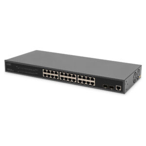 DIGITUS 24-Port Gigabit PoE+ L2 Managed Switch me 2x SFP Uplink 330W Rackmount Network Switch (DN-95359)