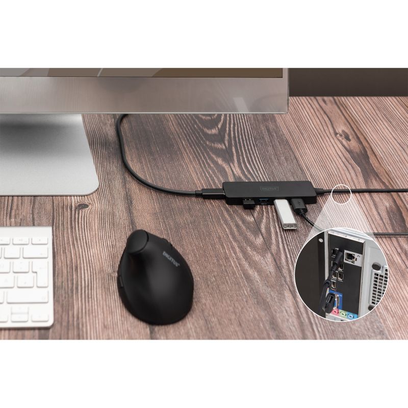 Hub USB DIGITUS 3.0 4‑Port Slim + Adapter USB‑C me Kabllo 1.2m - Figura 2