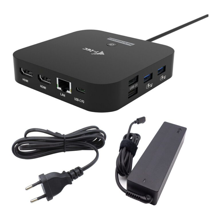 Docking Station I‑TEC USB‑C Dual HDMI  2x HDMI + 1x GLAN + 2x USB‑A 3.2 + 2x USB 2.0 + 1x USB‑C Gen2 + 1x USB‑C Gen1 + 1x 100W USB‑C PD + Charger 100W – Zezë