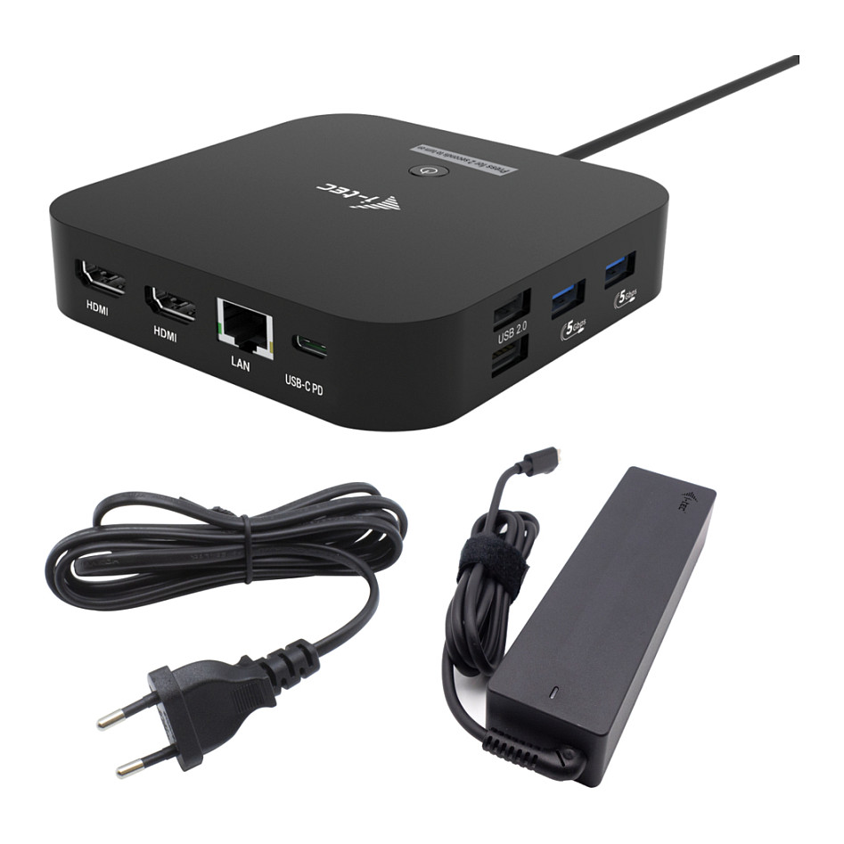 Docking Station I‑TEC USB‑C Dual HDMI 2x HDMI + 1x GLAN + 2x USB‑A 3.2 + 2x USB 2.0 + 1x USB‑C Gen2 + 1x USB‑C Gen1 + 1x 100W USB‑C PD + Charger 100W – Zezë