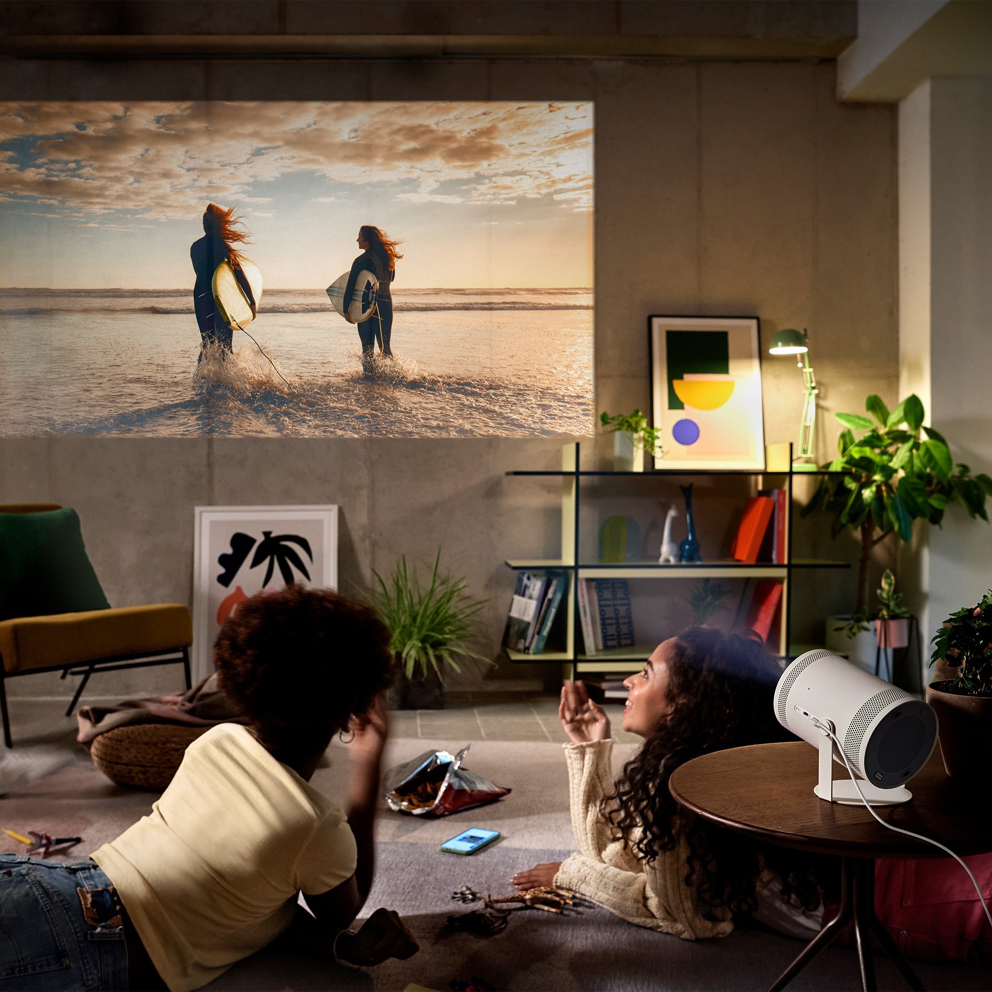 Projektor Samsung The Freestyle SP-LFF3CLAX (2nd Gen) / DLP LED / 550 Lumen / Full HD / Portable - Bardhë - Figura 2