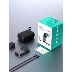 Aksesorë për telefon Aukey MagFusion Z – 3-in-1 Foldable MagSafe Wireless Charging Stand - Zezë