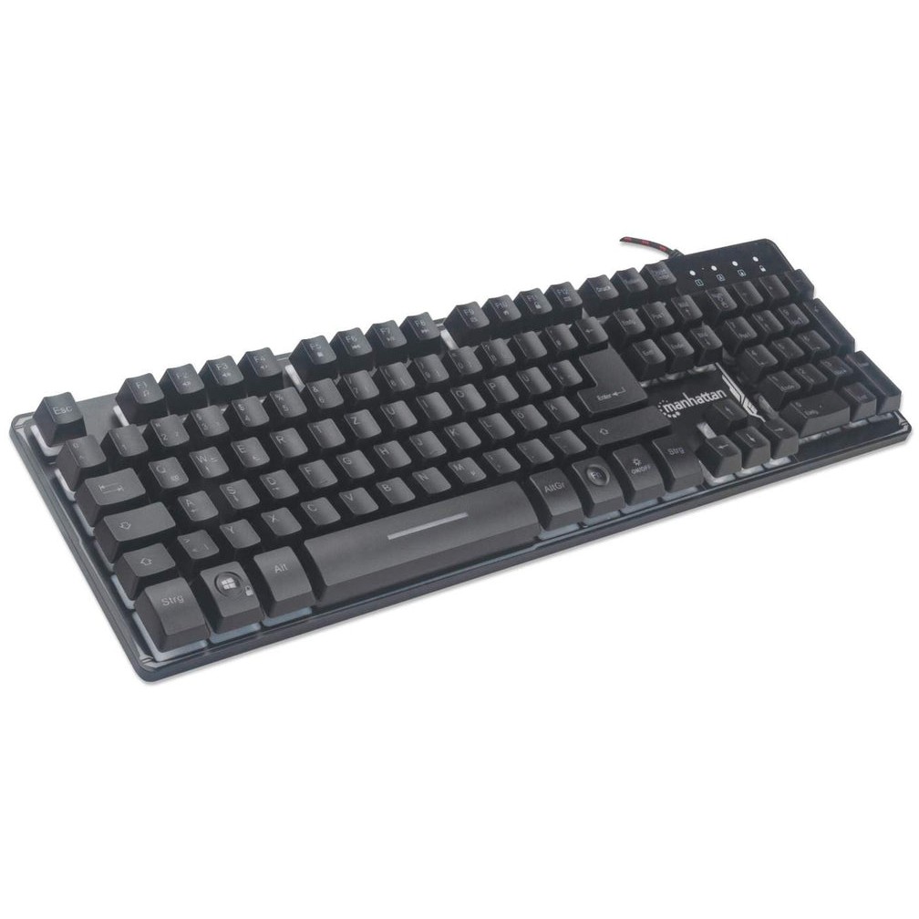 Tastierë Gaming MANHATTAN / USB / Ndriçim LED / QWERTY DE Layout / Me bazë metalike – Zezë - Figura 2