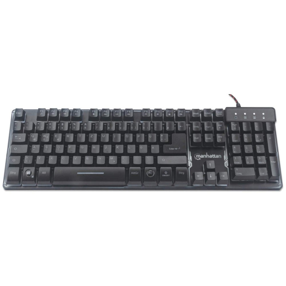 Tastierë Gaming MANHATTAN / USB / Ndriçim LED / QWERTY DE Layout / Me bazë metalike – Zezë - Figura 3