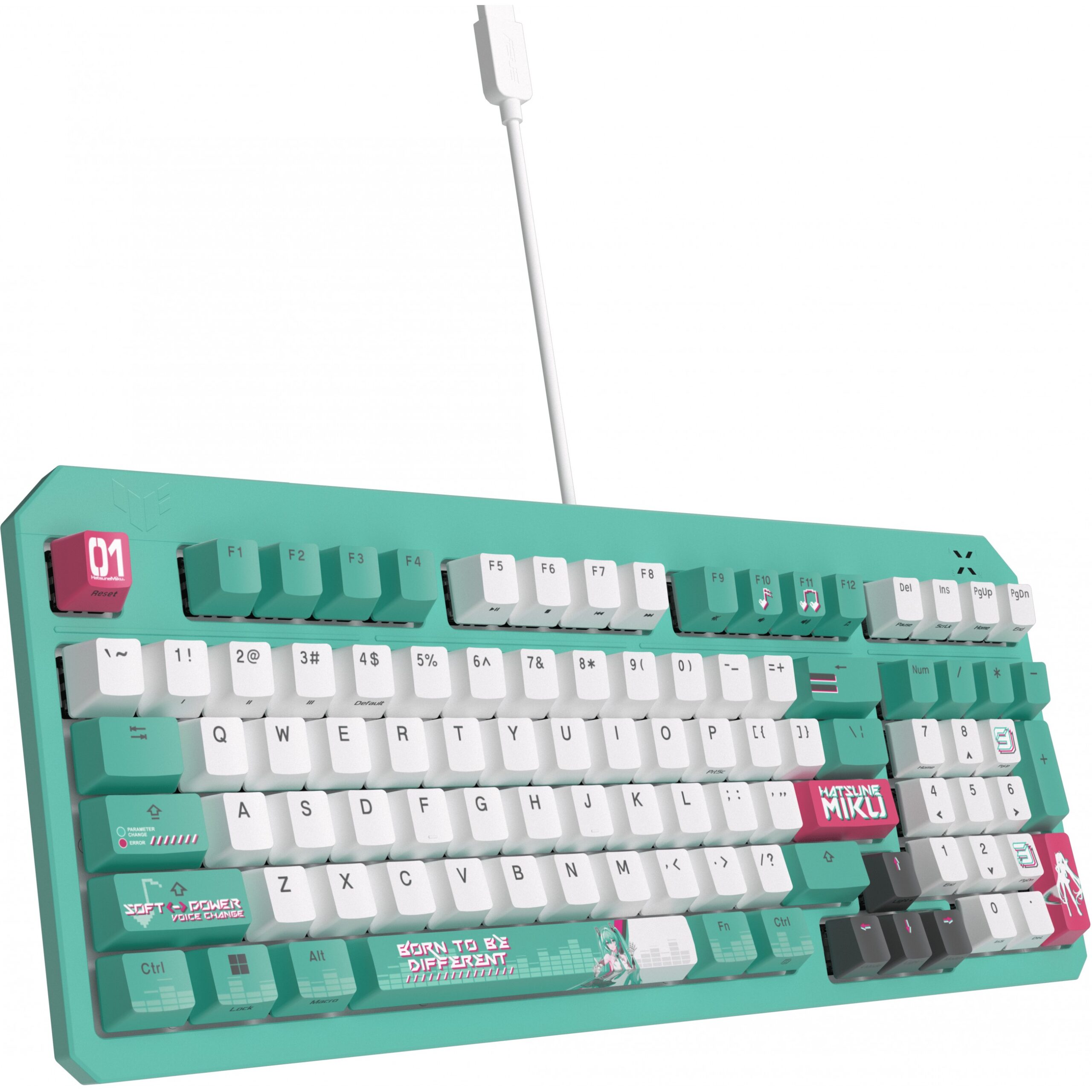 Tastierë Me kabllo ASUS TUF Gaming K3 Gen II Hatsune Miku Edition RGB Mechanical Keyboard - Bardhë / Gjelbër - Figura 2