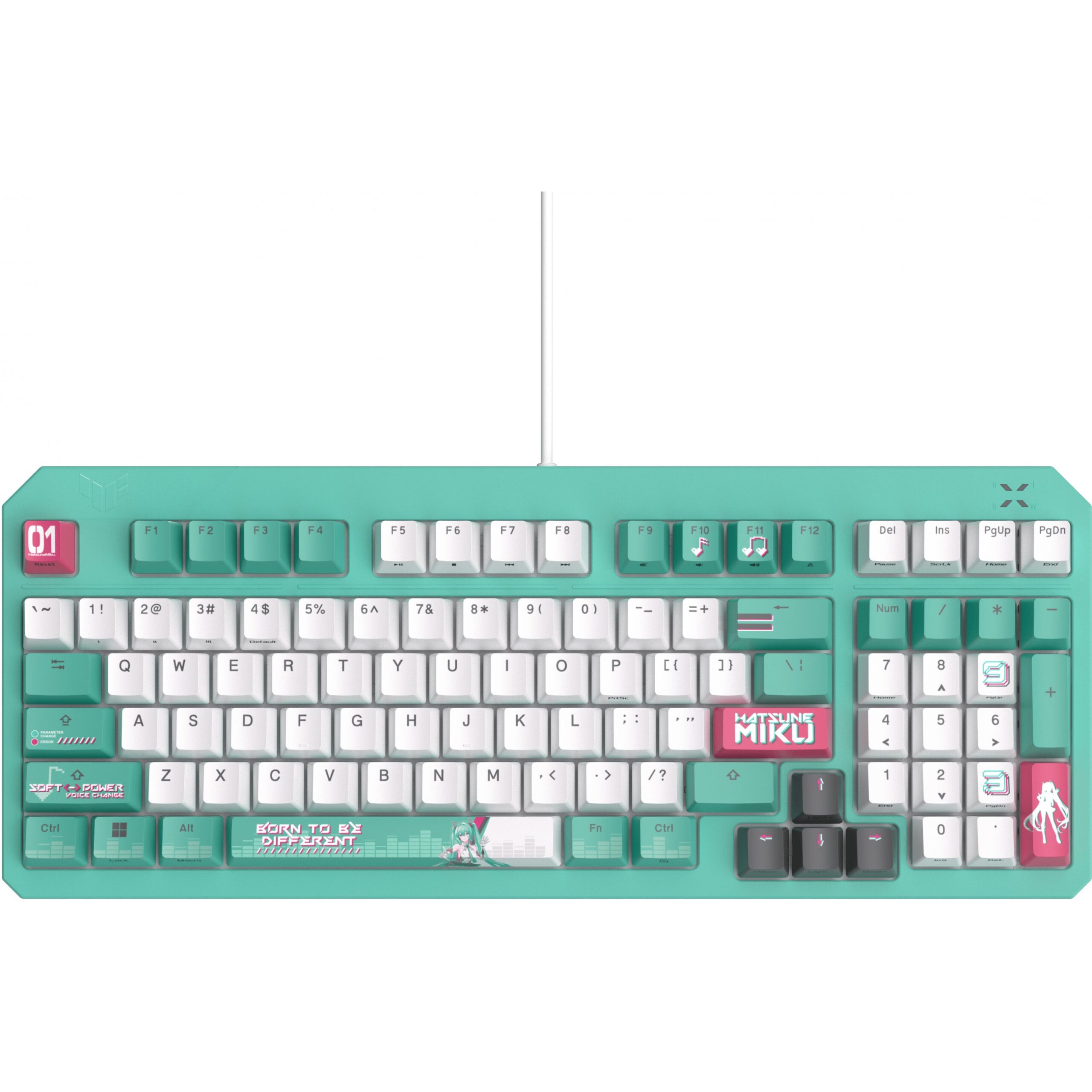 Tastierë Me kabllo ASUS TUF Gaming K3 Gen II Hatsune Miku Edition RGB Mechanical Keyboard - Bardhë / Gjelbër - Figura 4