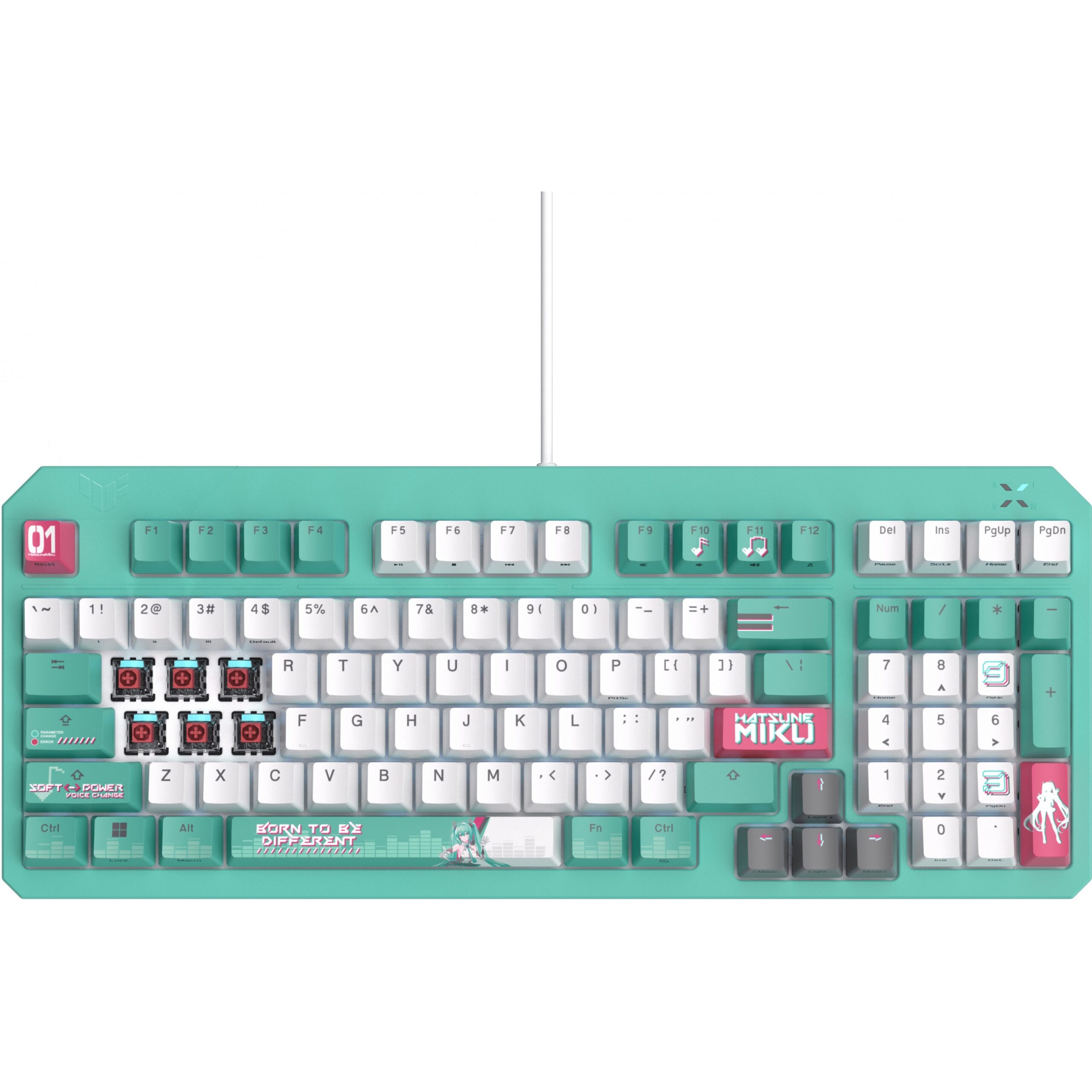 Tastierë Me kabllo ASUS TUF Gaming K3 Gen II Hatsune Miku Edition RGB Mechanical Keyboard - Bardhë / Gjelbër - Figura 5