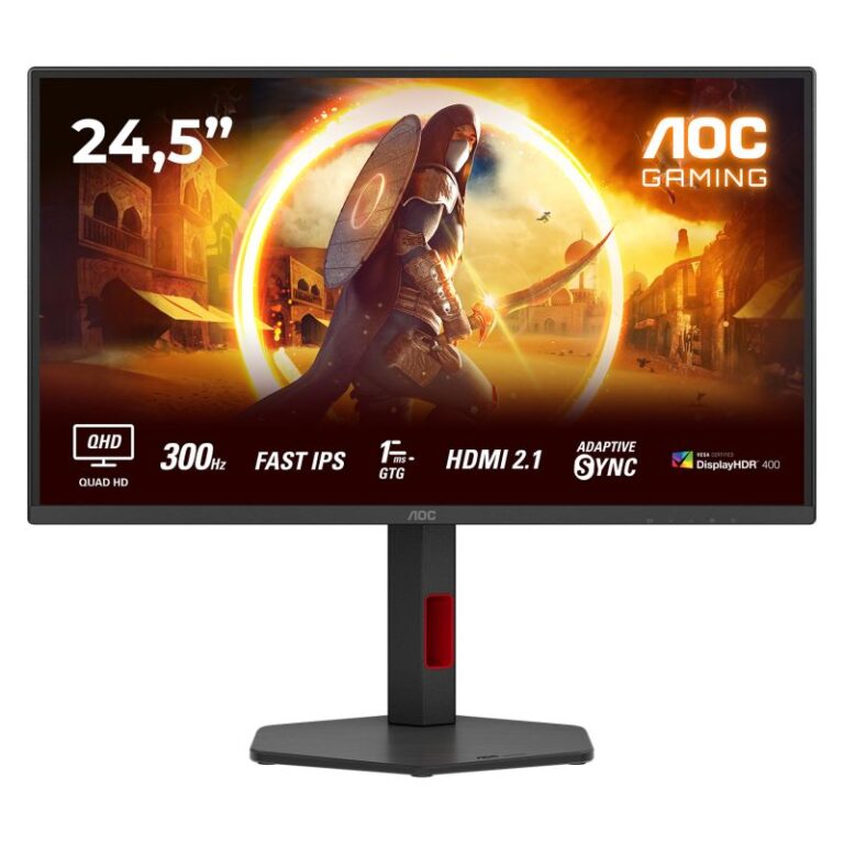 Monitor Gaming AOC Q25G4SR / 24.5"/ Quad HD Fast IPS / LED / 300 Hz / 1 ms / HDMI+DP - Zezë/Kuqe