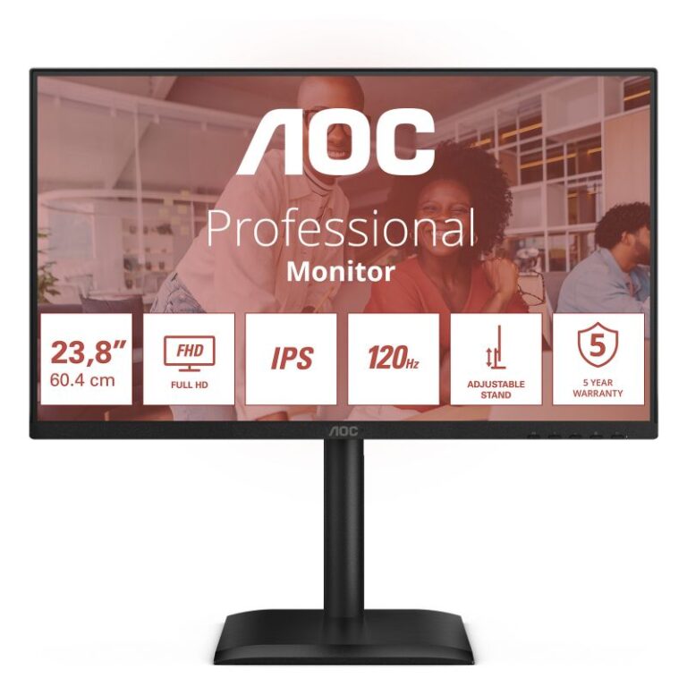 Monitor AOC 24E4U / 23.8"/ Full HD IPS / W-LED / 120Hz / 4ms / USB + VGA + HDMI + DisplayPort - Zezë